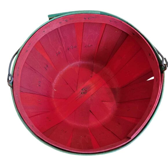 2 Vintage Split Wood Baskets Red and Green Christmas Strawberry - Picture 3 of 6